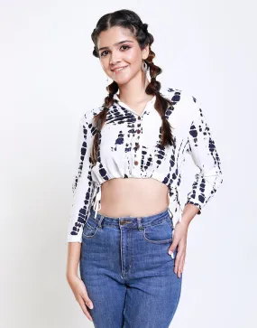 Long Sleeves Crop Top with Drawstrings