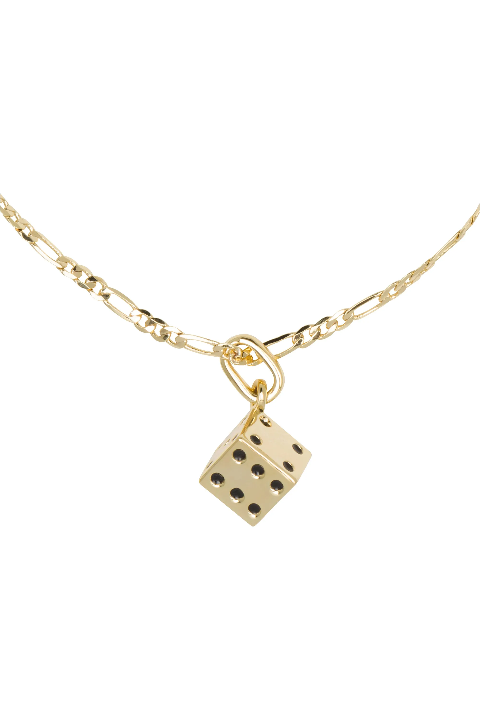 Lucky Die Necklace 14K Gold Fill Figaro Chain