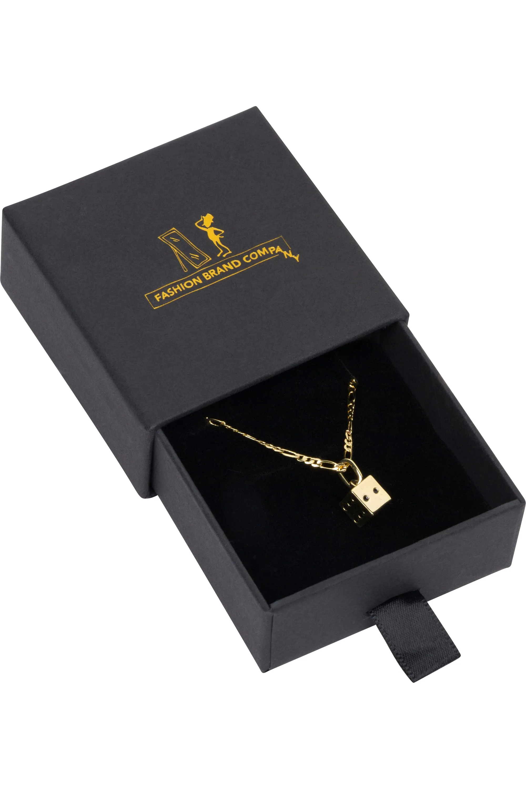 Lucky Die Necklace 14K Gold Fill Figaro Chain