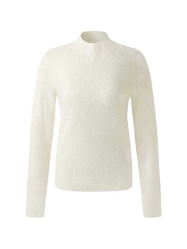 Machine Washable Wool Jacquard Women Knit Top