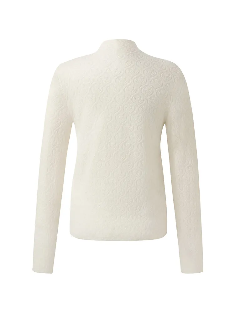 Machine Washable Wool Jacquard Women Knit Top