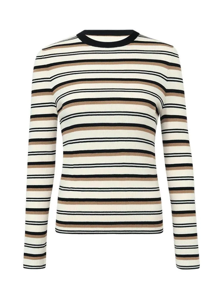 Machine Washable Wool Striped Women Sweater