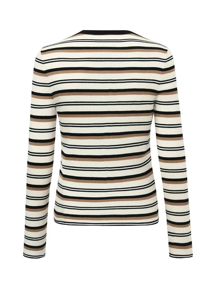 Machine Washable Wool Striped Women Sweater