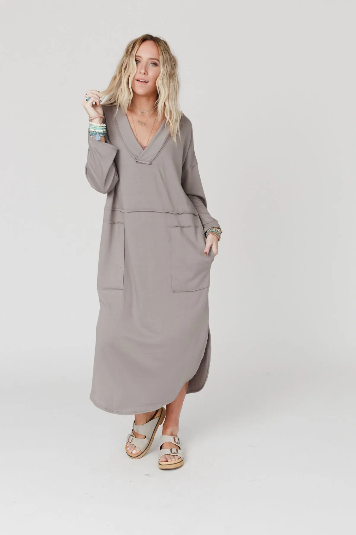 Meadow Long Sleeve Slit Maxi Dress - Coco