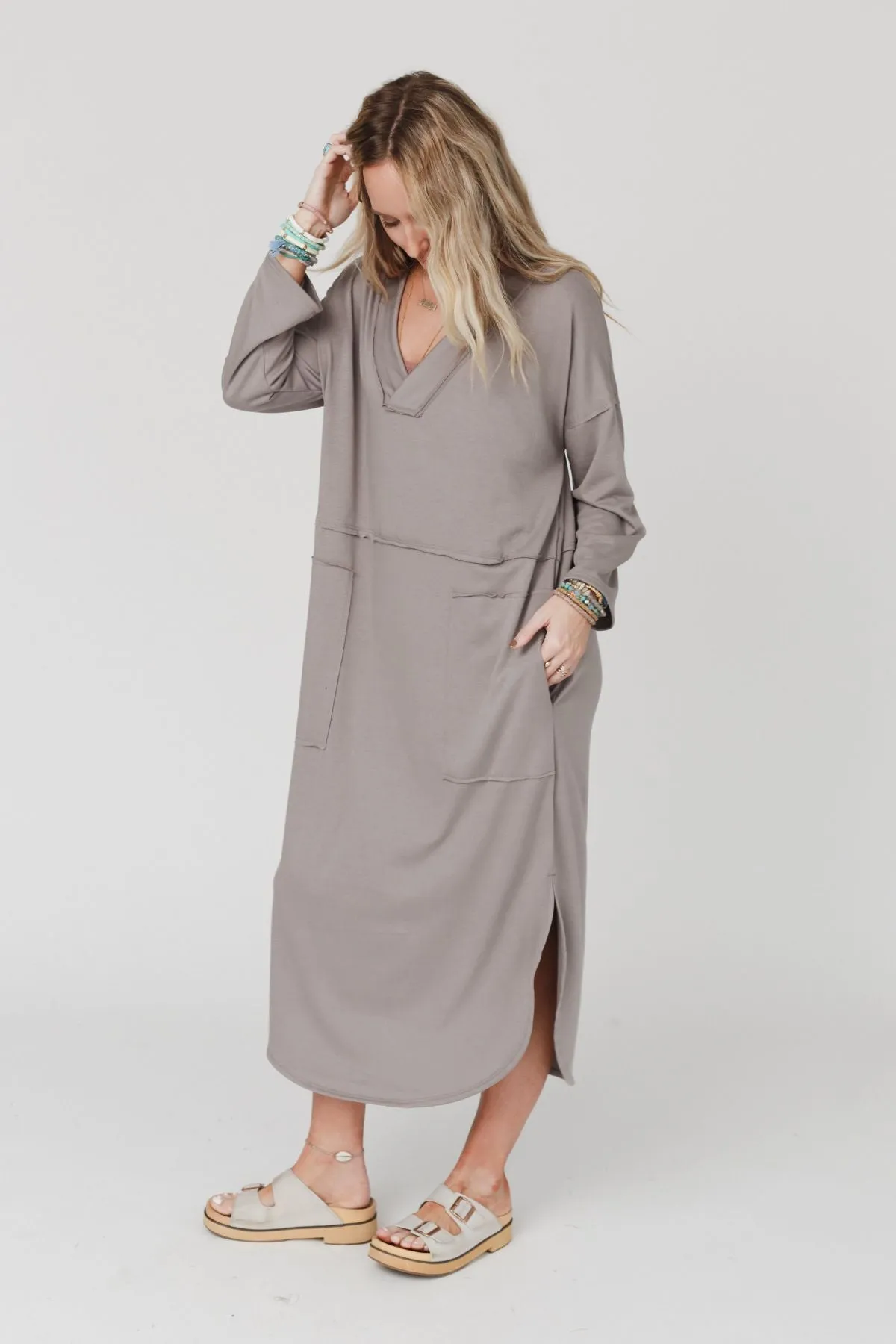 Meadow Long Sleeve Slit Maxi Dress - Coco