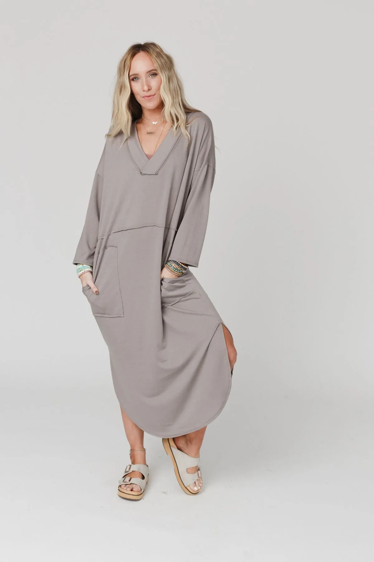 Meadow Long Sleeve Slit Maxi Dress - Coco