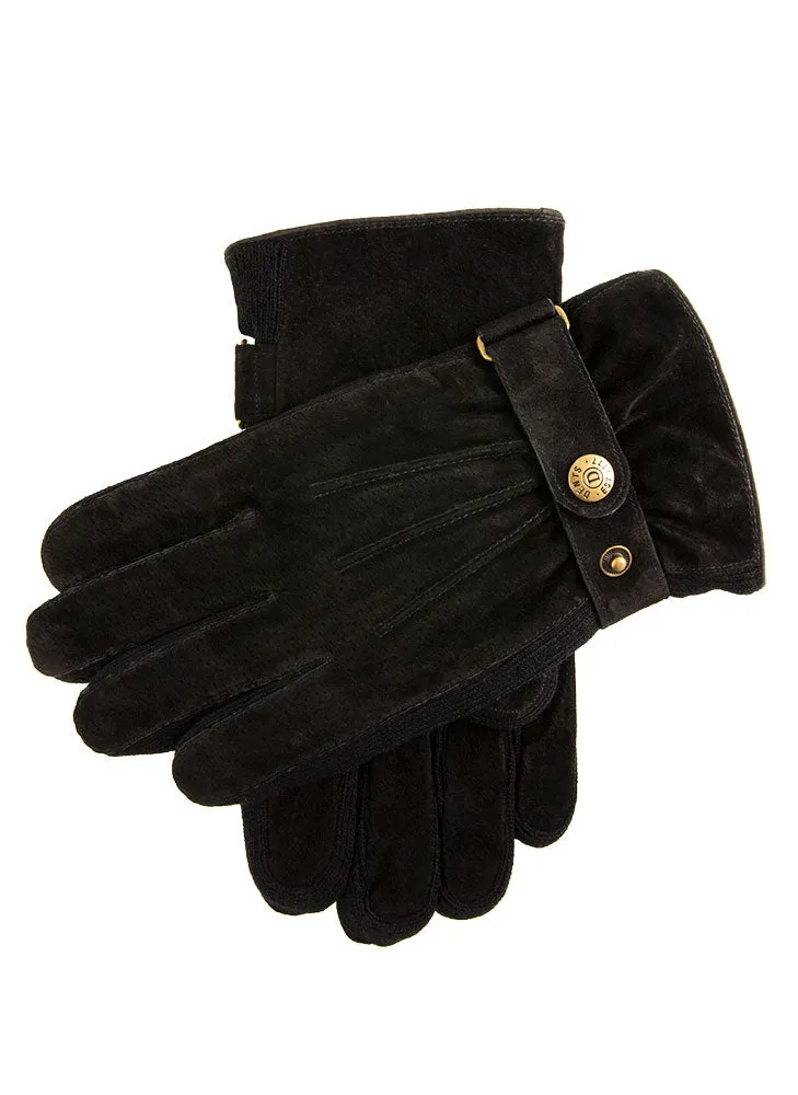 Men's Three-Point Fleece-Lined Suede Gloves