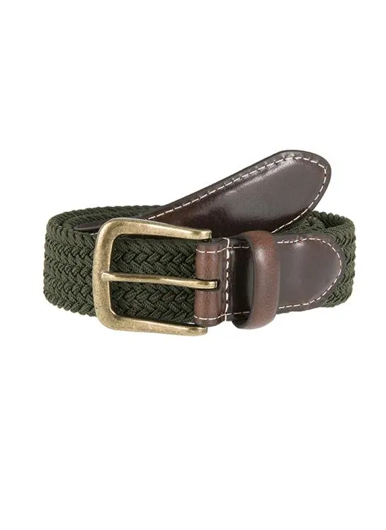 Men's Woven Stretch Belt with Antique Brushed Gold Buckle