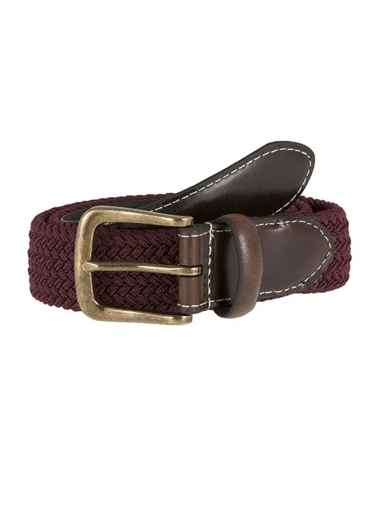 Men's Woven Stretch Belt with Antique Brushed Gold Buckle