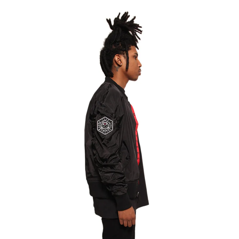 Misunderstood Black Embroidery Bomber Jacket