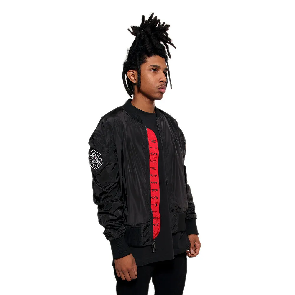 Misunderstood Black Embroidery Bomber Jacket