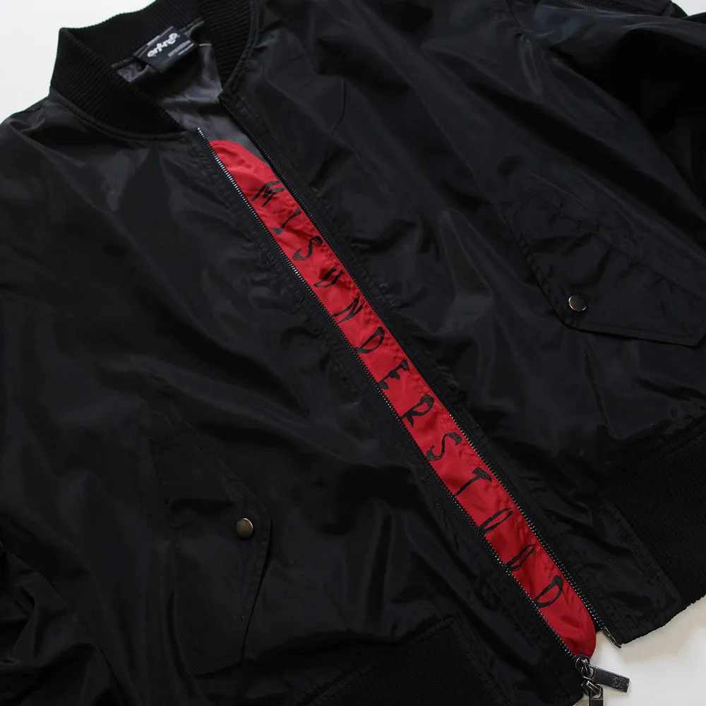 Misunderstood Black Embroidery Bomber Jacket