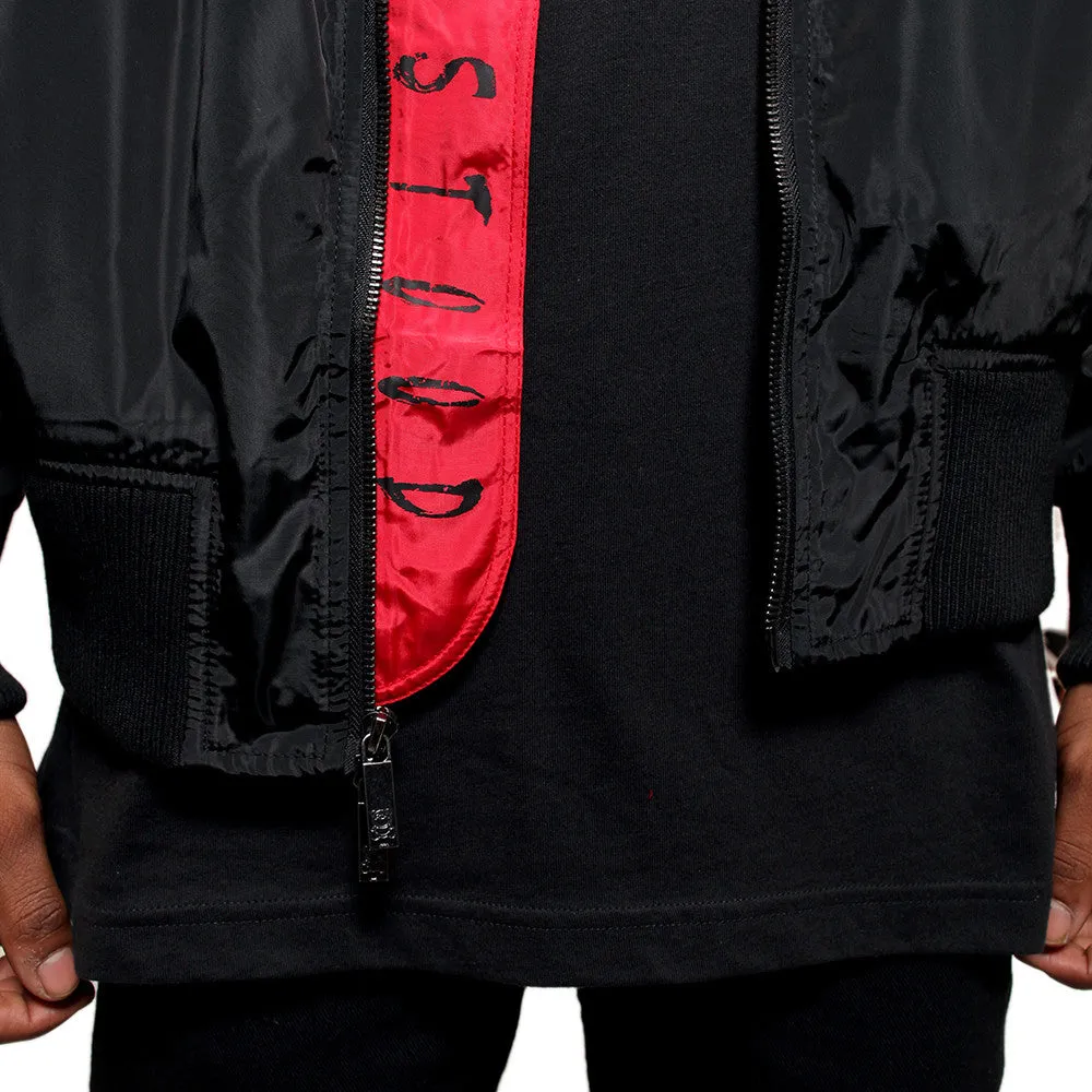 Misunderstood Black Embroidery Bomber Jacket