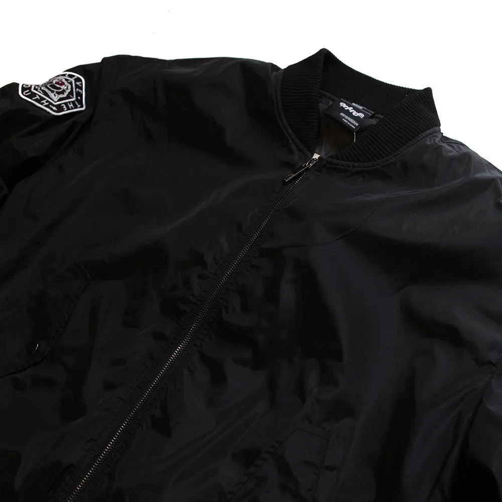 Misunderstood Black Embroidery Bomber Jacket