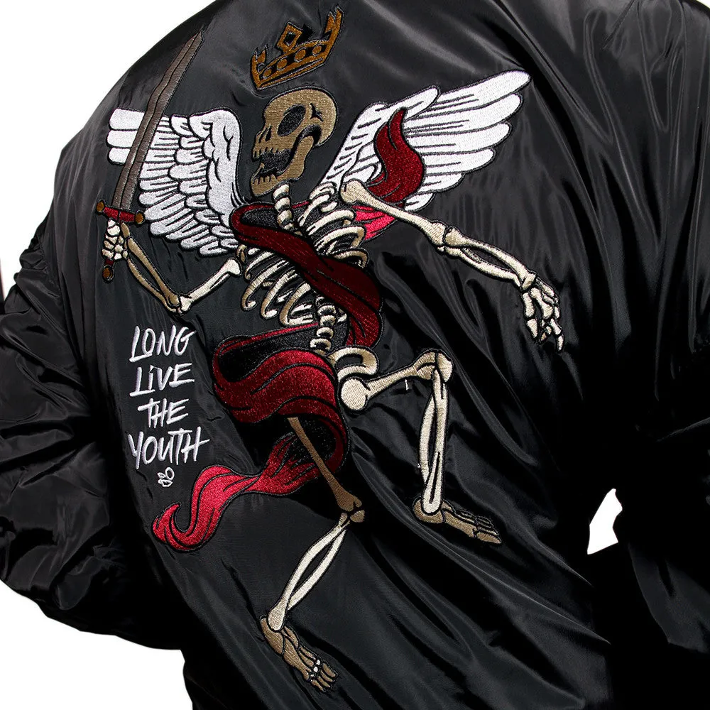 Misunderstood Black Embroidery Bomber Jacket