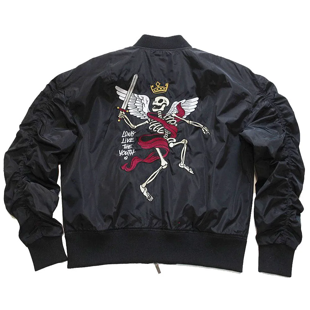 Misunderstood Black Embroidery Bomber Jacket