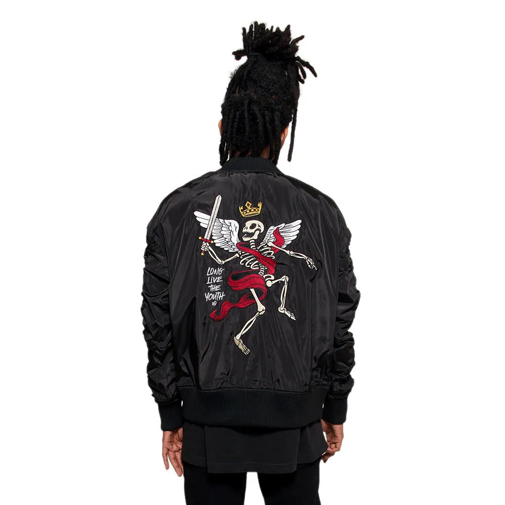 Misunderstood Black Embroidery Bomber Jacket