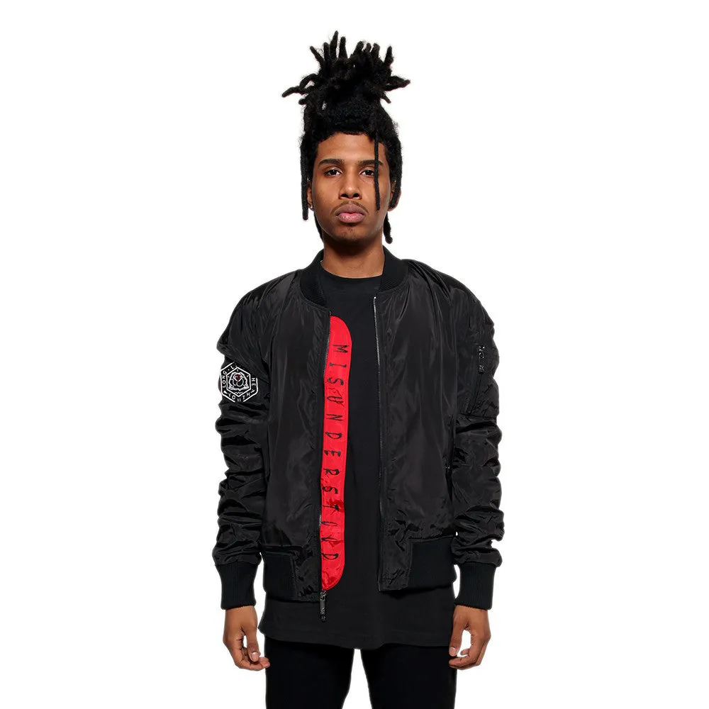 Misunderstood Black Embroidery Bomber Jacket