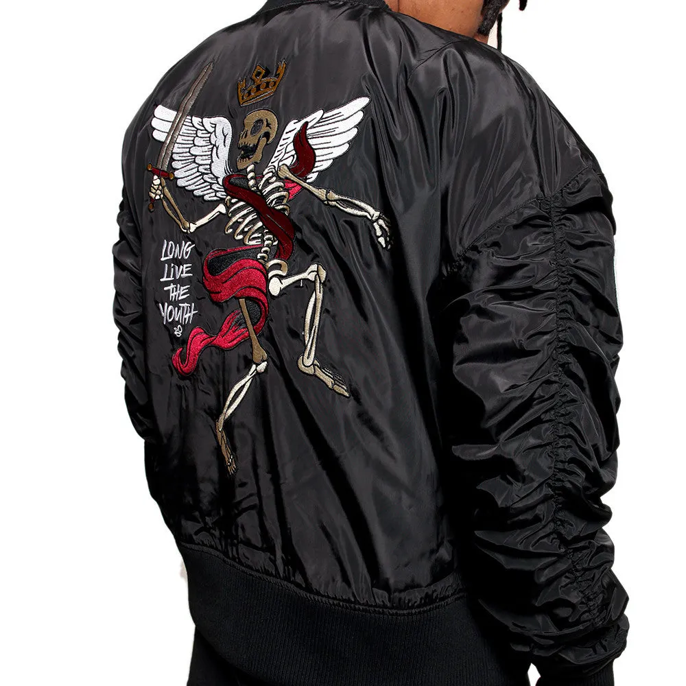 Misunderstood Black Embroidery Bomber Jacket