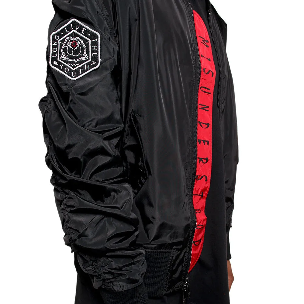 Misunderstood Black Embroidery Bomber Jacket