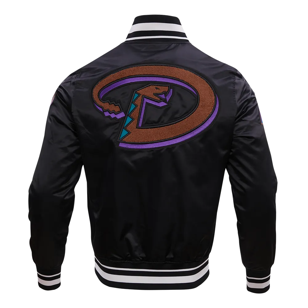 MLB ARIZONA DIAMONDBACKS RETRO CLASSIC MEN'S RIB SATIN JACKET (BLACK)