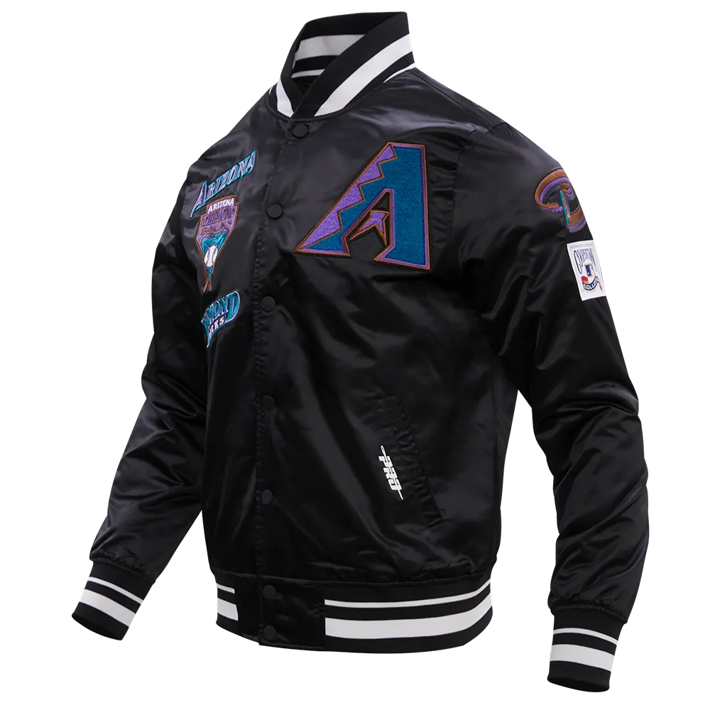 MLB ARIZONA DIAMONDBACKS RETRO CLASSIC MEN'S RIB SATIN JACKET (BLACK)