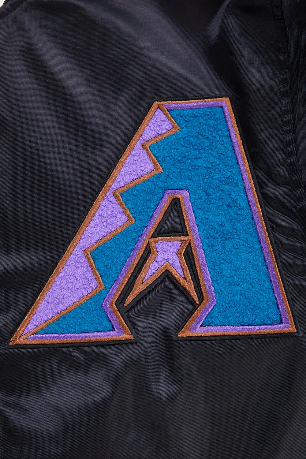 MLB ARIZONA DIAMONDBACKS RETRO CLASSIC MEN'S RIB SATIN JACKET (BLACK)