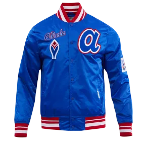 MLB ATLANTA BRAVES RETRO CLASSIC MEN'S RIB SATIN JACKET (ROYAL/RED)