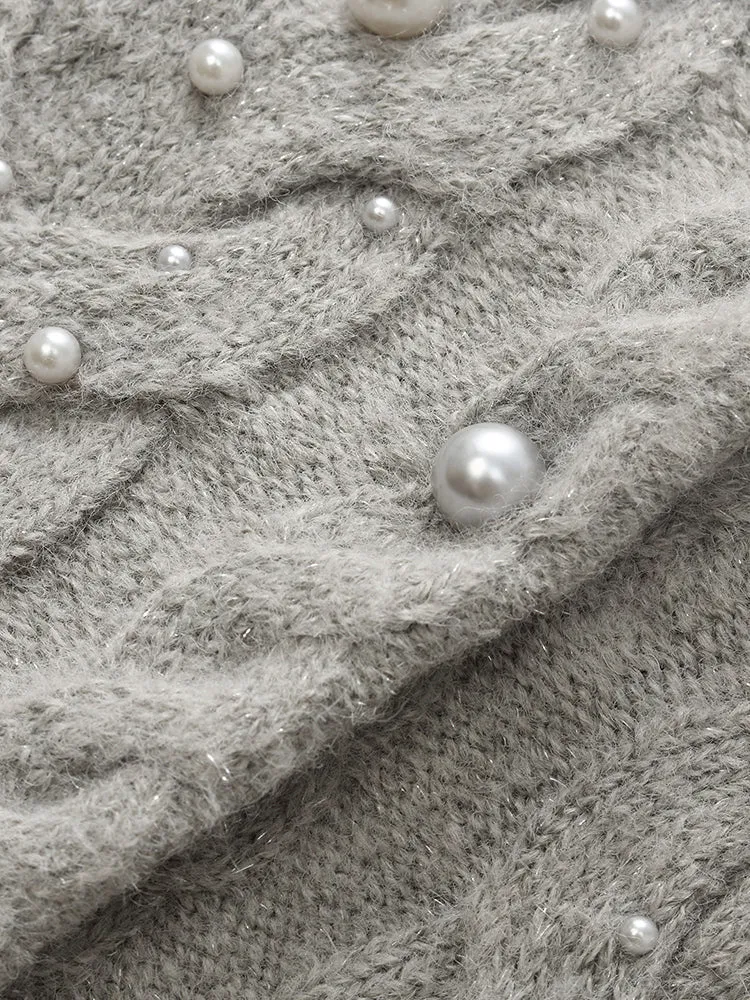 Mohair Blend Pearl Women Cardigan