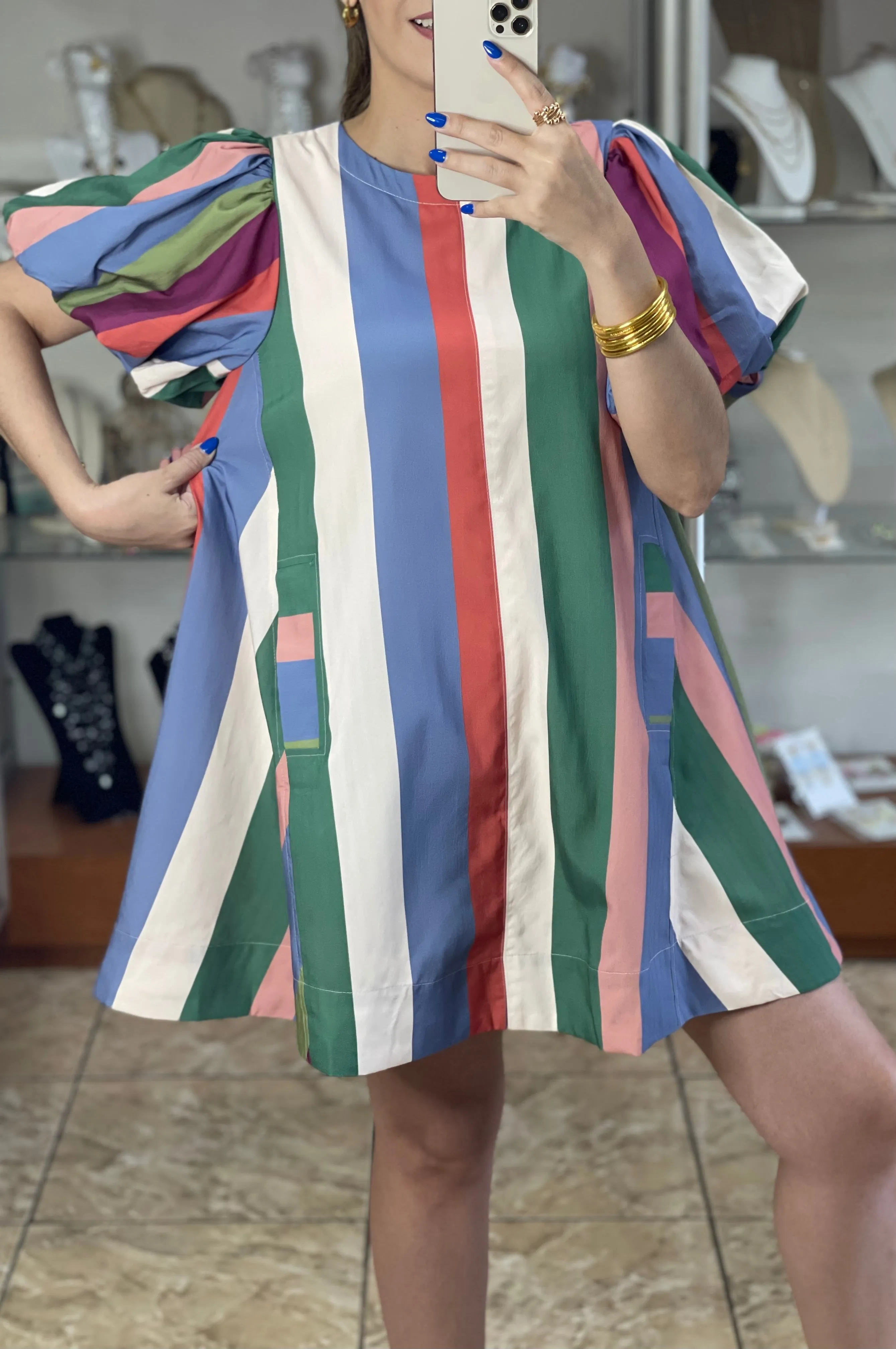 Multicolor Stripes Mini Dress