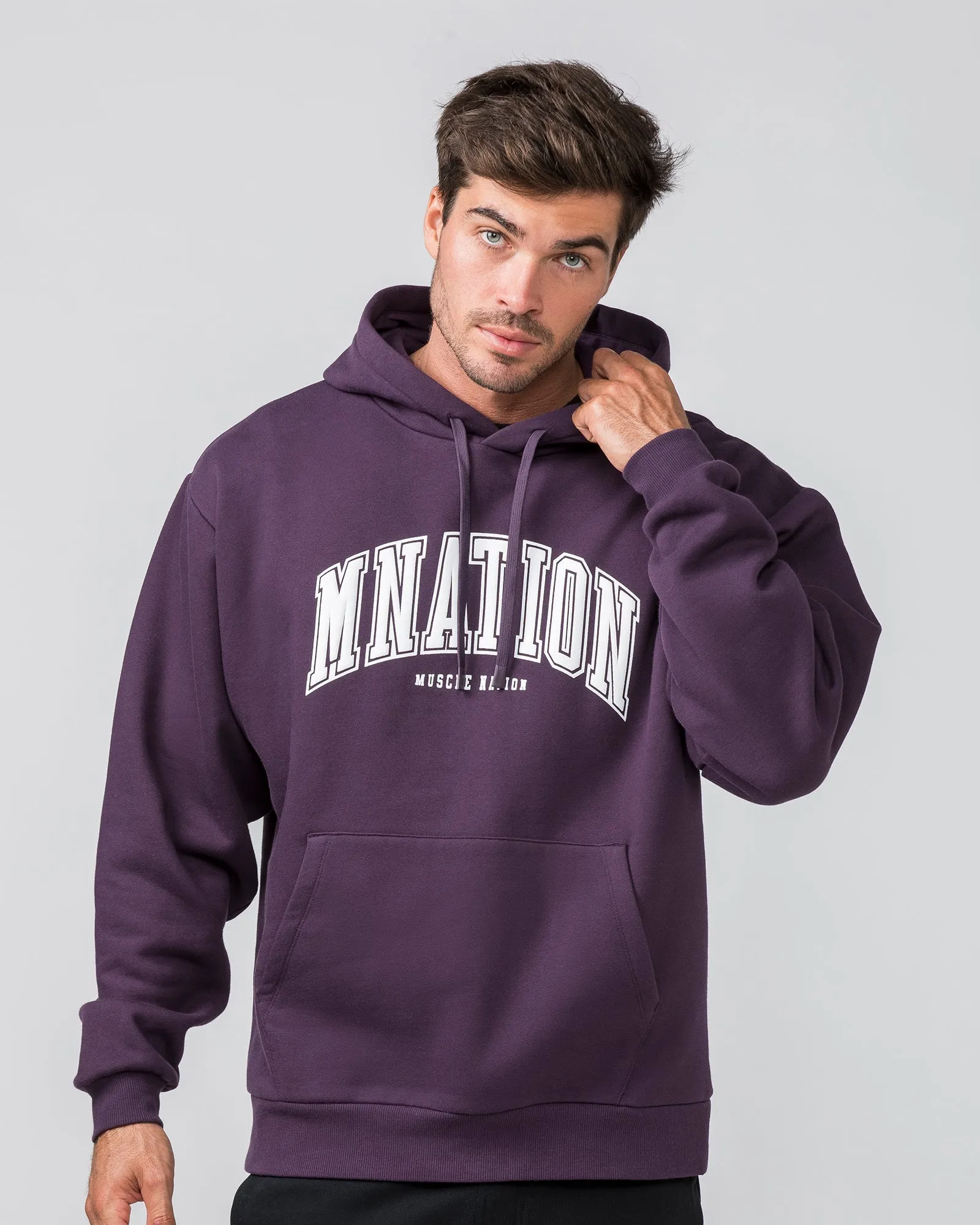 Muscle Nation | Varsity Oversized Hoodie - Midnight Plum