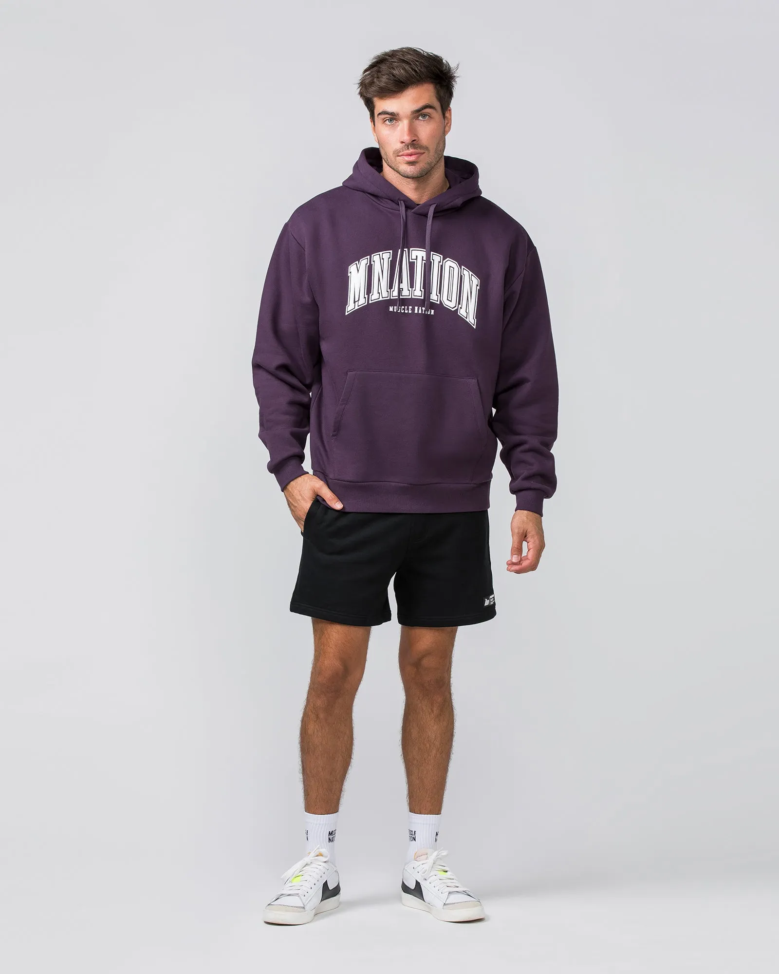 Muscle Nation | Varsity Oversized Hoodie - Midnight Plum