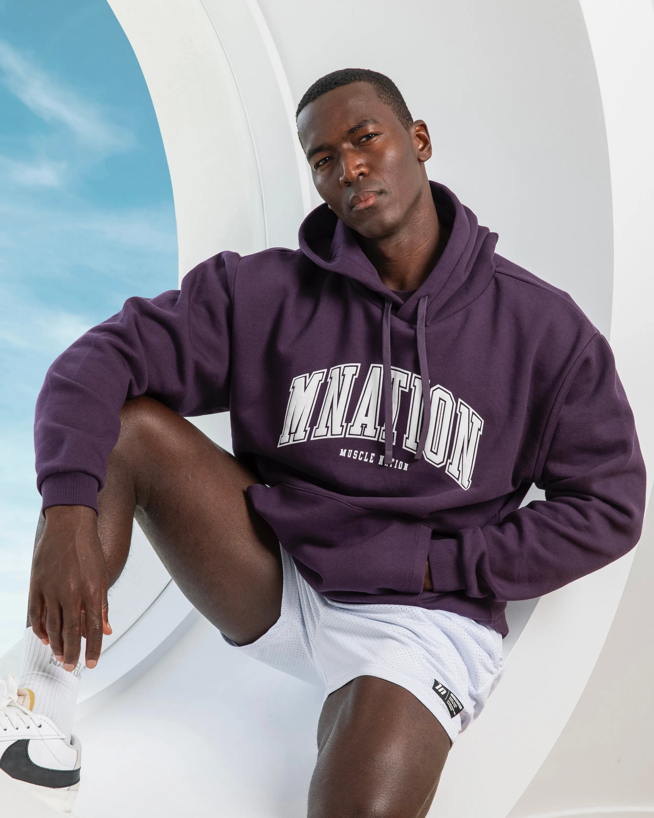 Muscle Nation | Varsity Oversized Hoodie - Midnight Plum