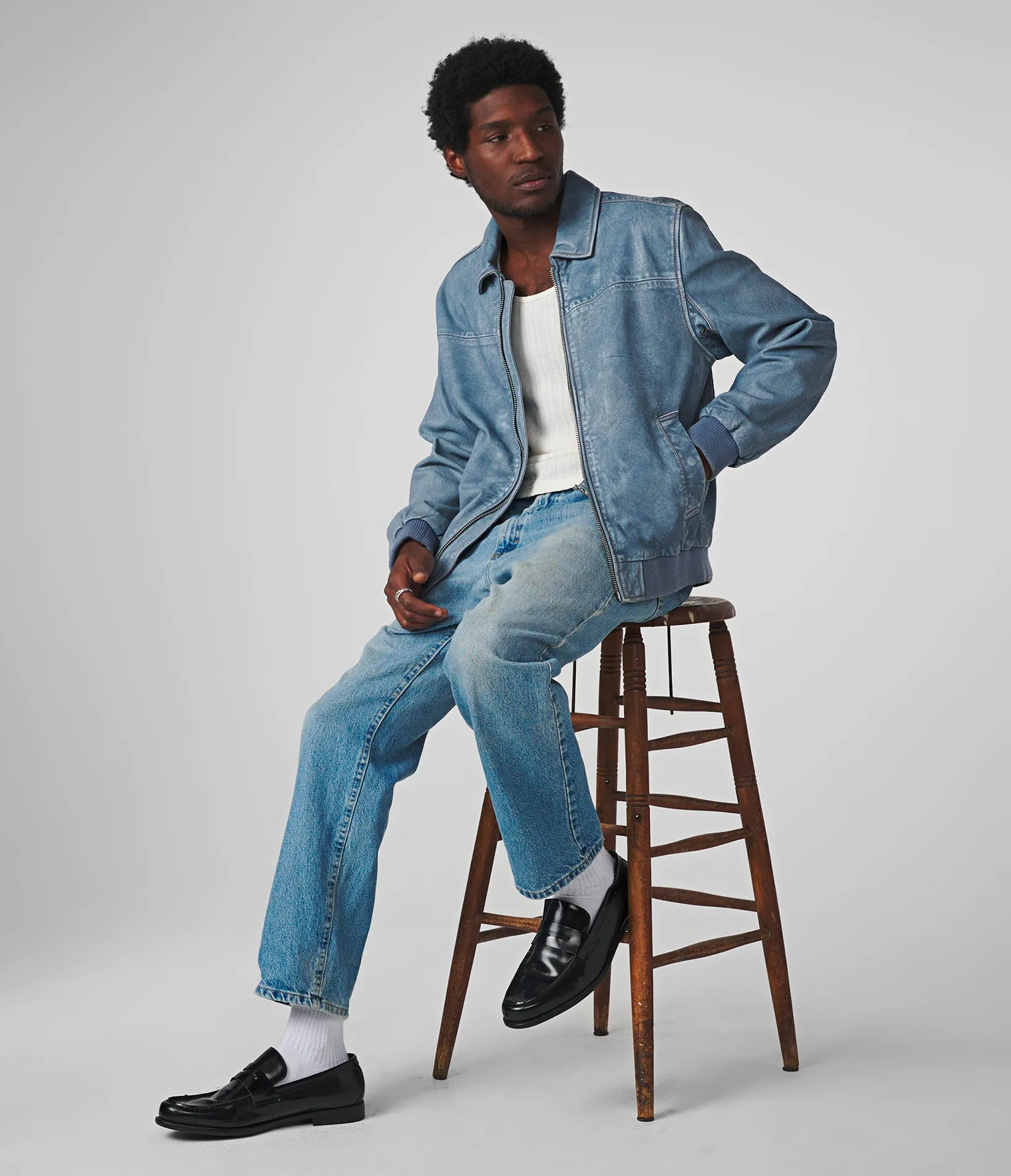 Nash Denim Leather Bomber