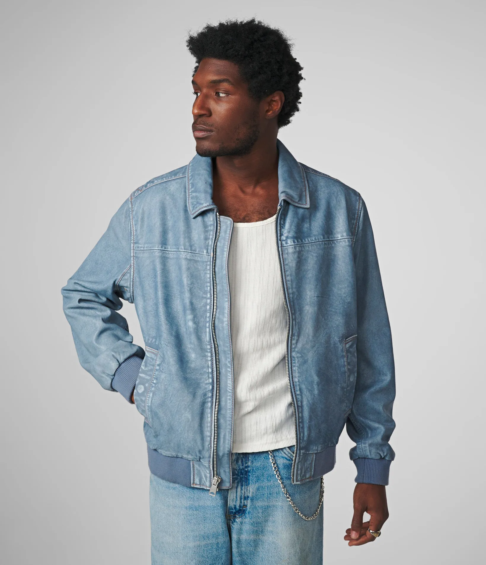 Nash Denim Leather Bomber