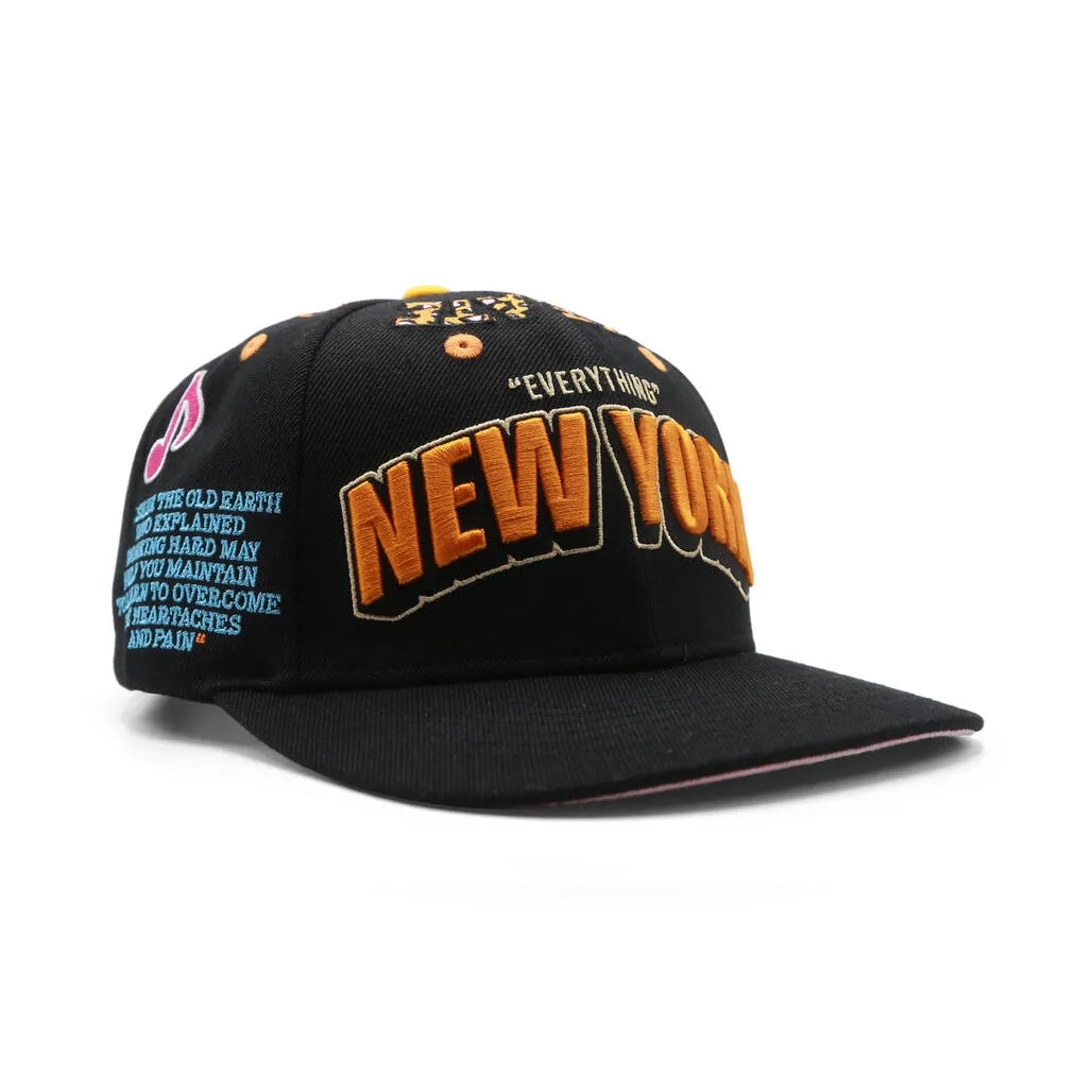 New York Everything Snapback Hat Black