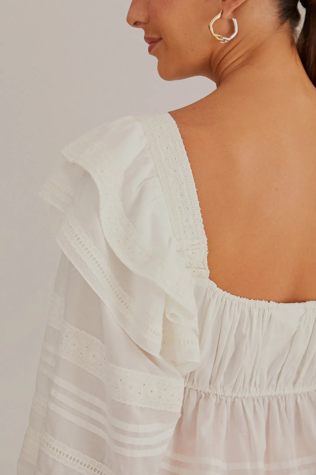 Off-White Square Neckline Blouse