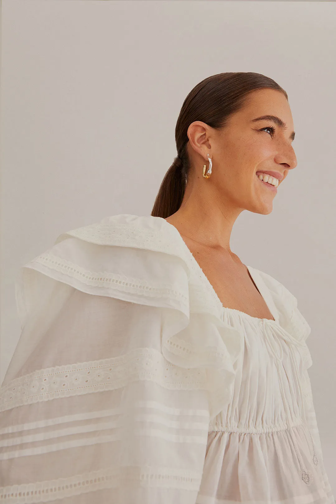 Off-White Square Neckline Blouse