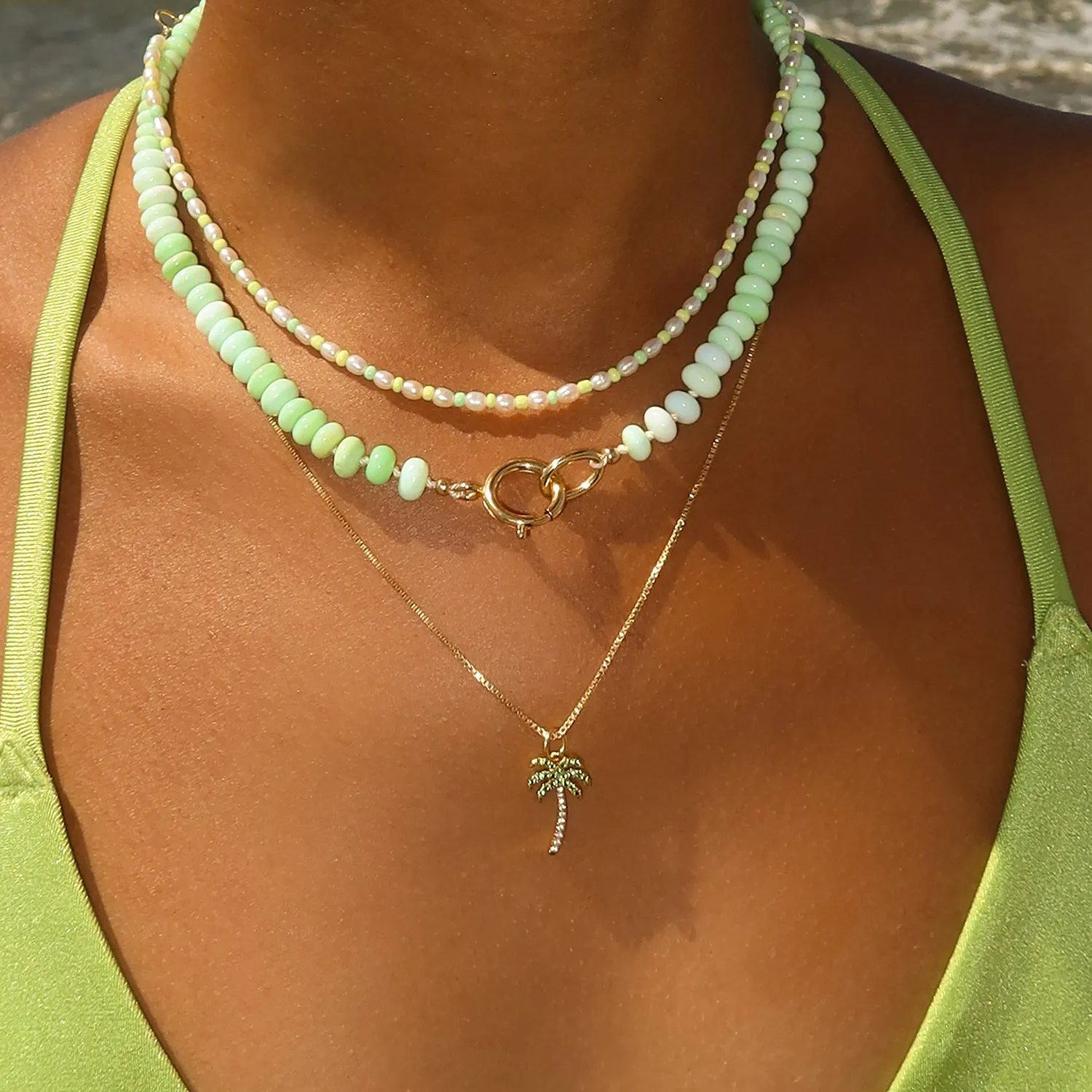 Palm Tree Necklace  | Gold & CZ