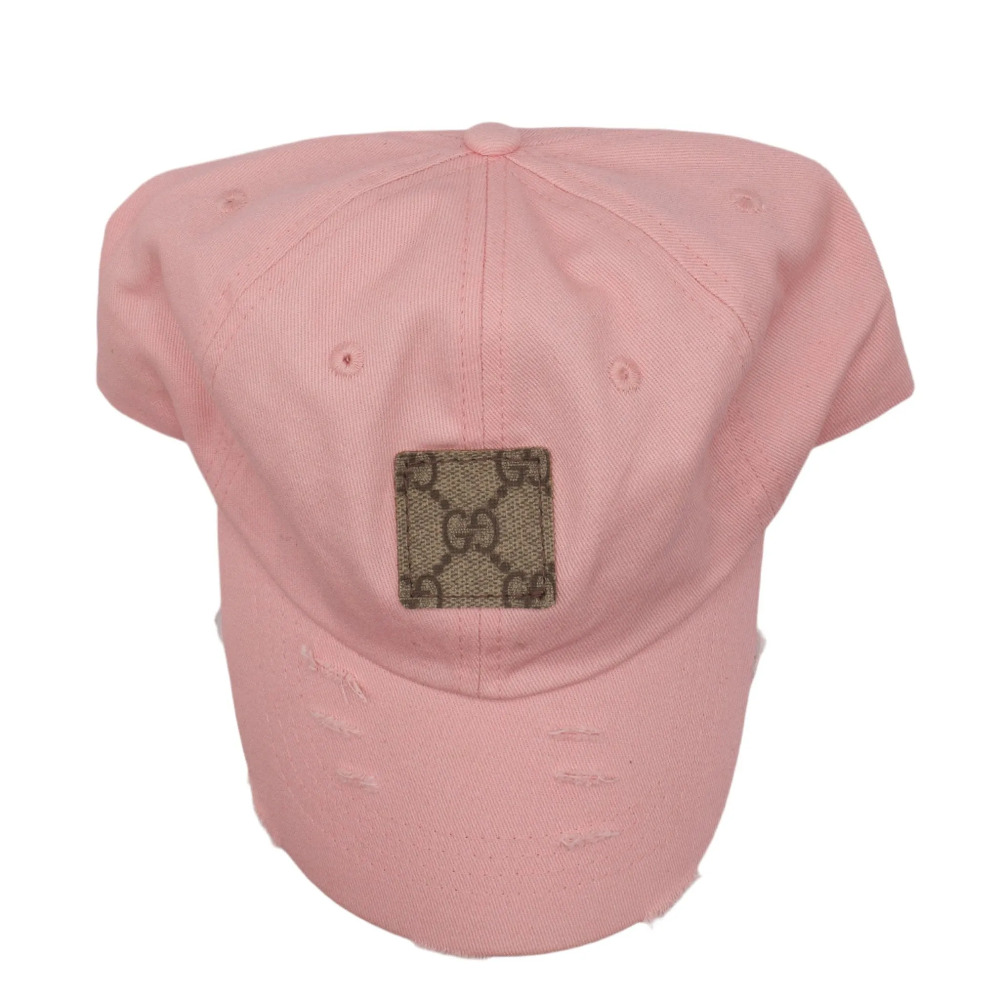 Pink Baseball Cap with Upcycled Brown Webbed GG Patch