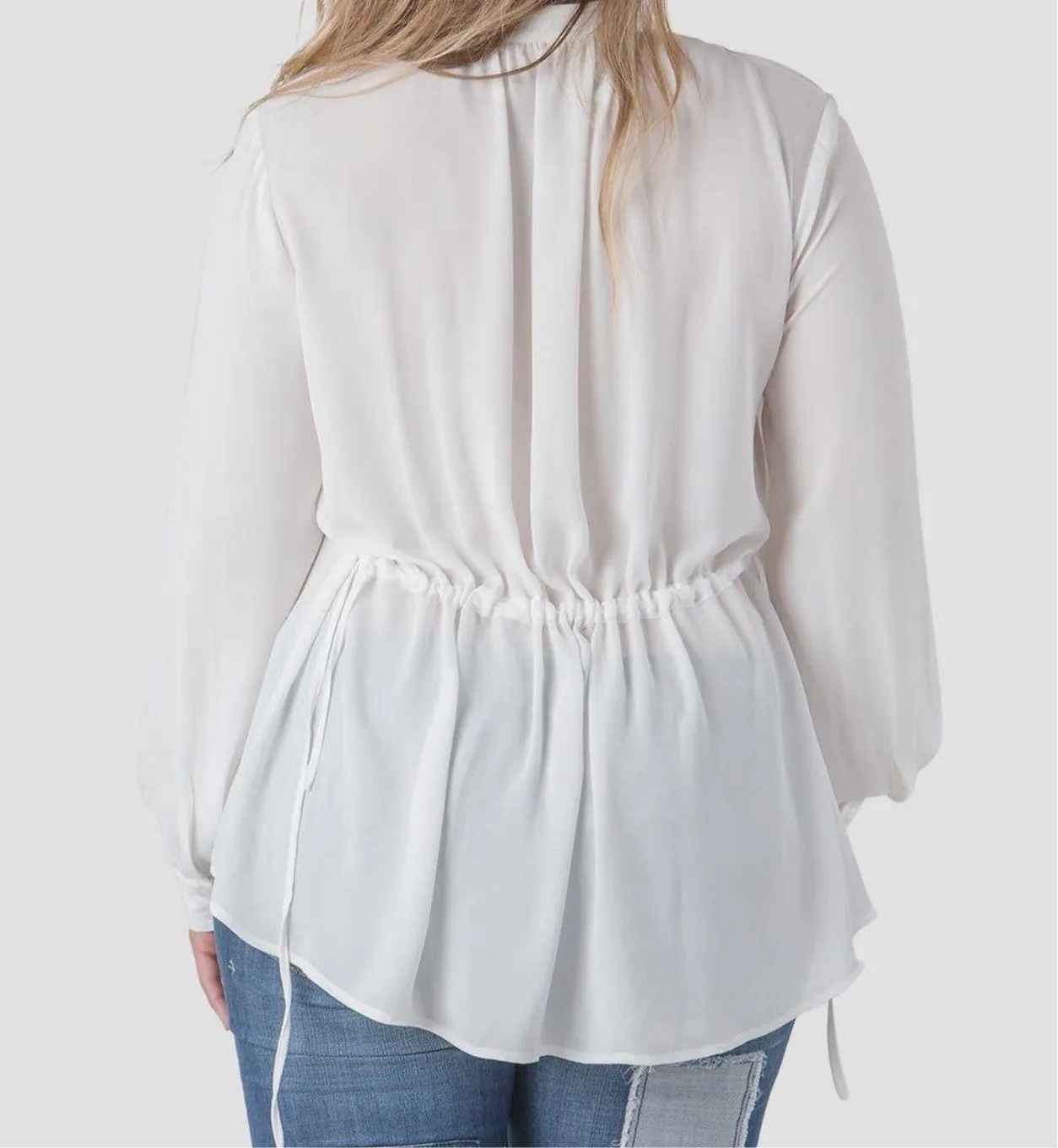 “Pleated” Curvy Tuxedo Top