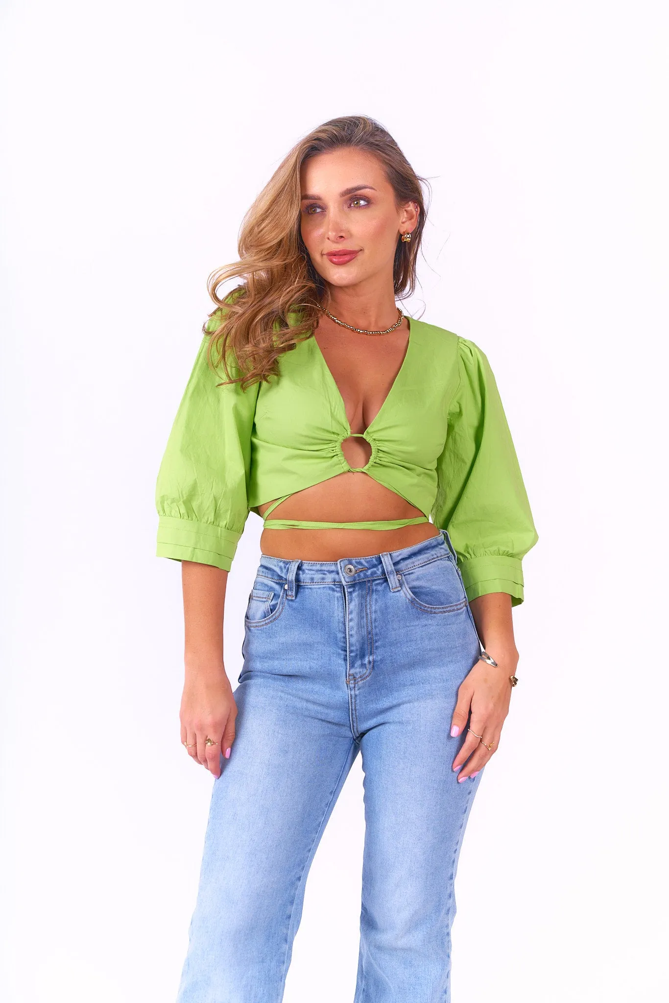 Poplin Drawstring Crop Top