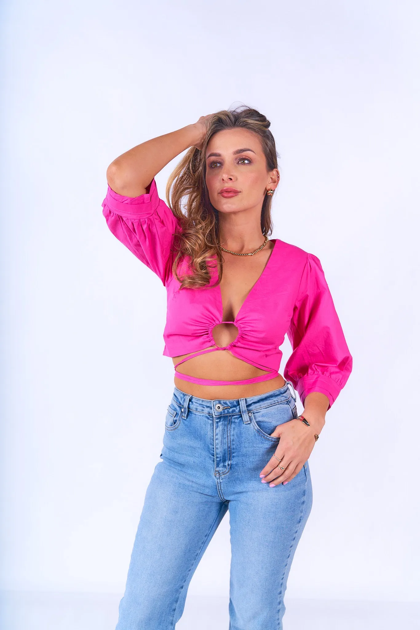 Poplin Drawstring Crop Top