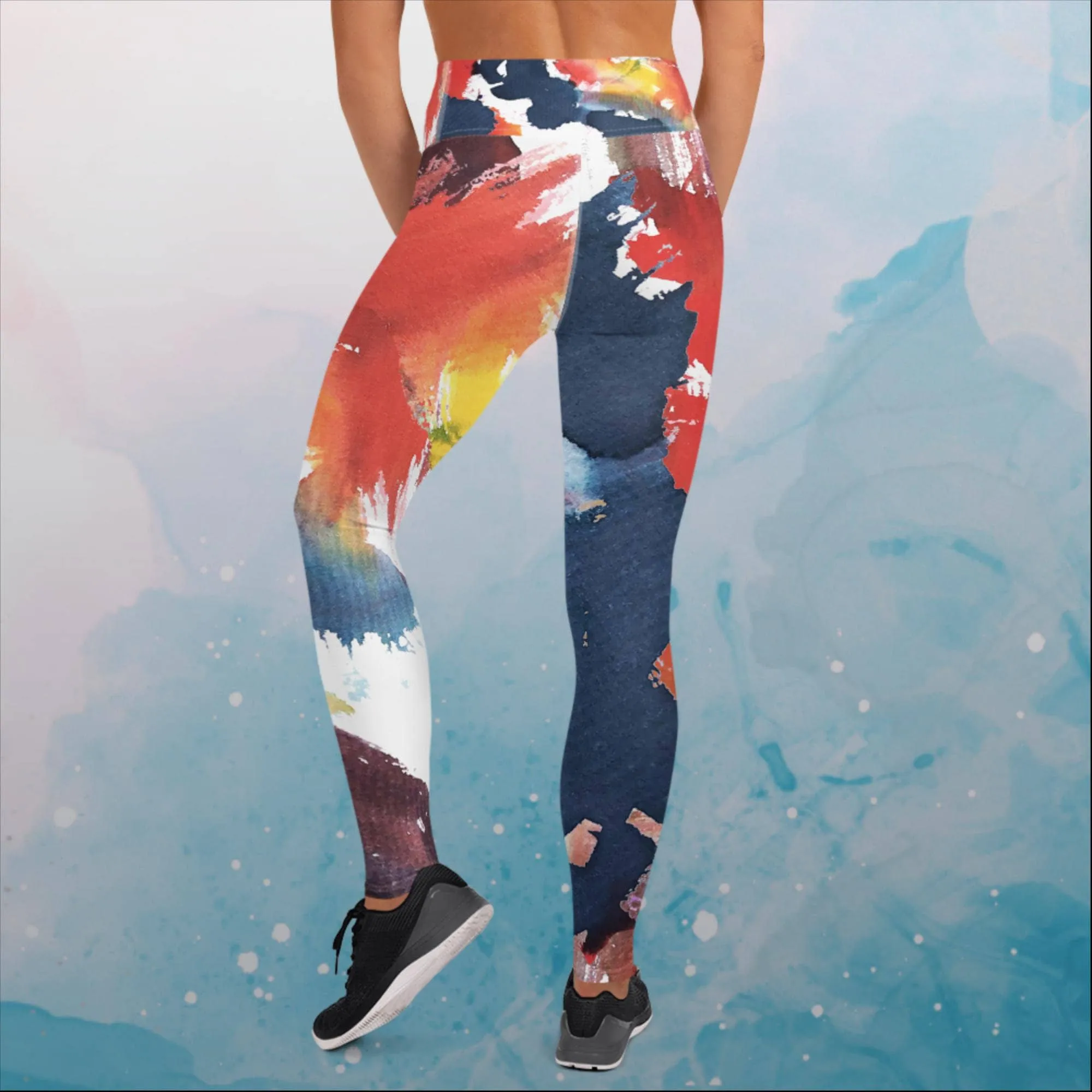 Primary Color Pallet Paint Print Womens Yoga Leggings