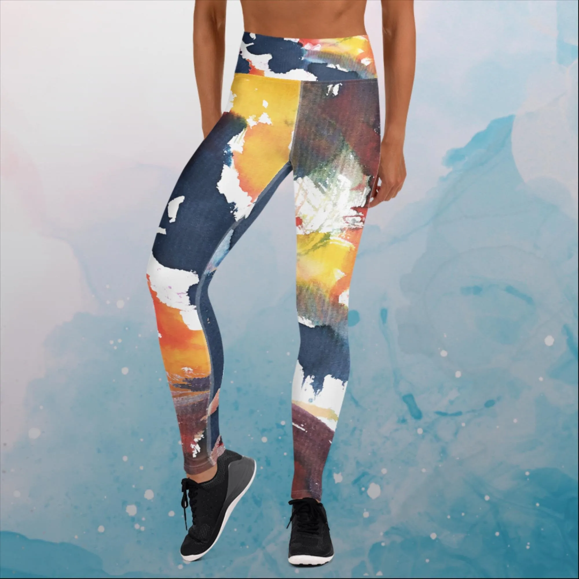 Primary Color Pallet Paint Print Womens Yoga Leggings