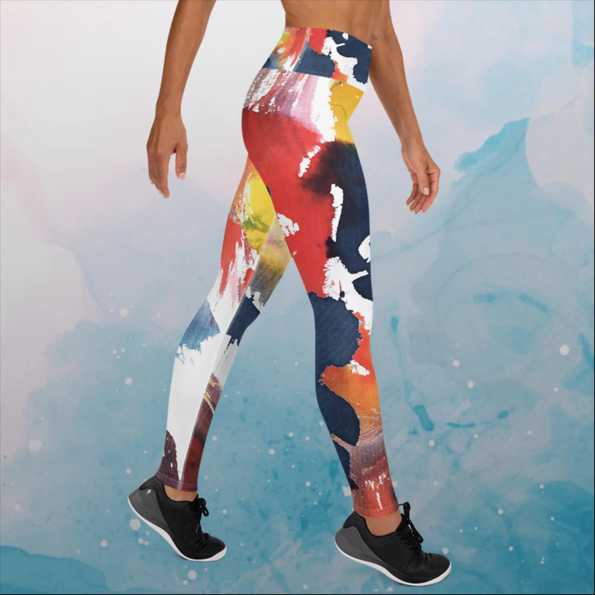 Primary Color Pallet Paint Print Womens Yoga Leggings