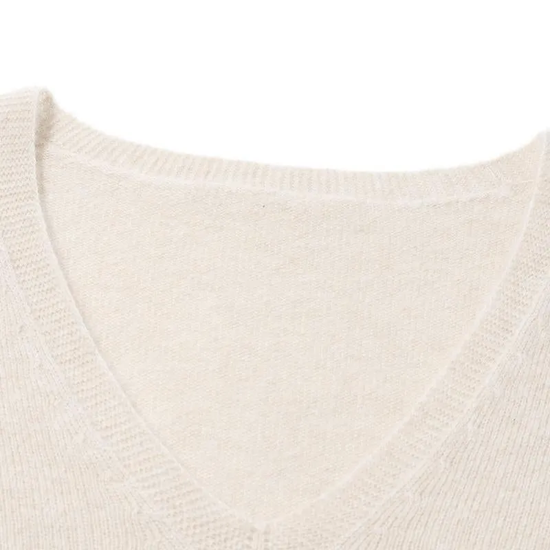 Seamless Cashmere V-Neck Women Sweater