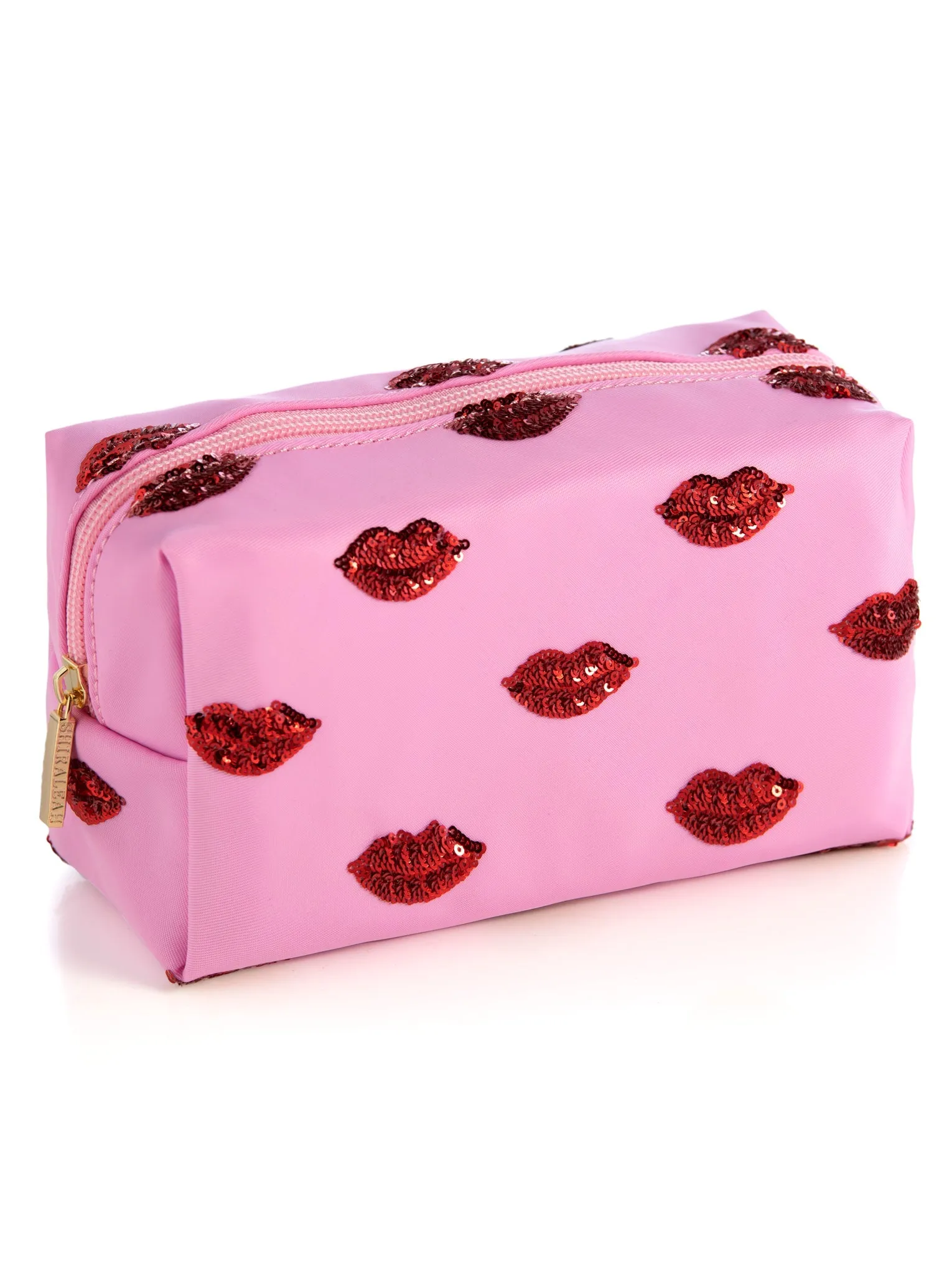 Shiraleah Cara Lips Pattern Cosmetic Pouch, Pink