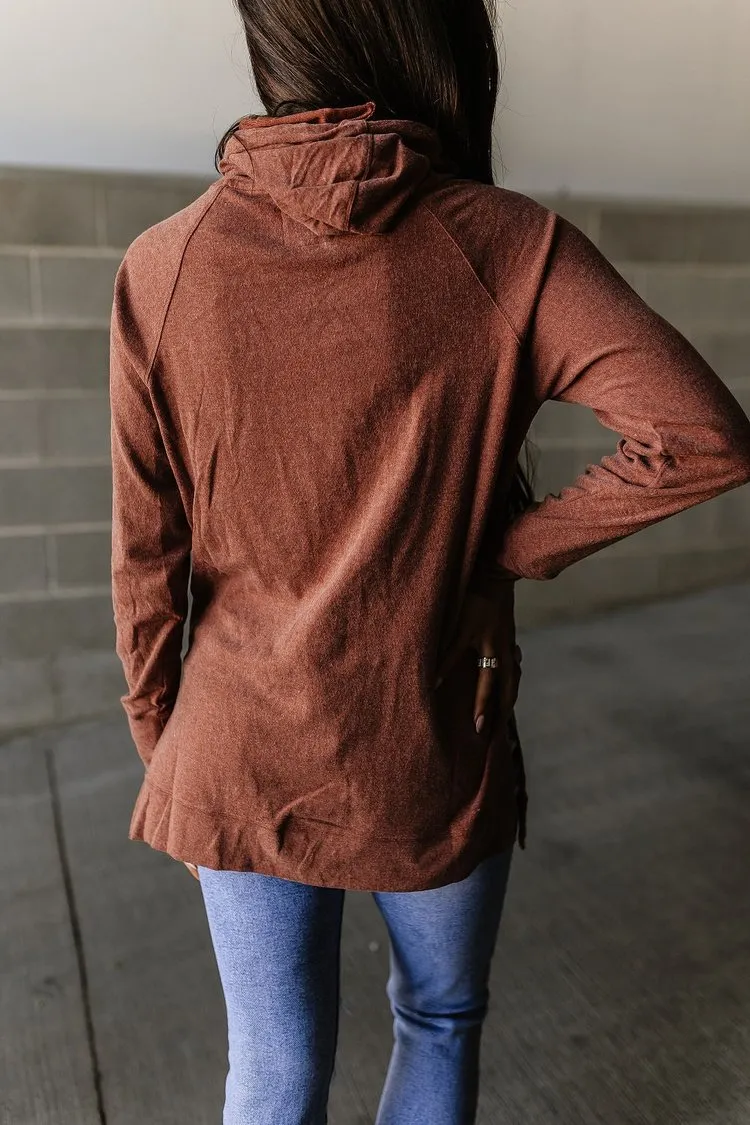 Side Slit Hoodie - Burnt Sienna