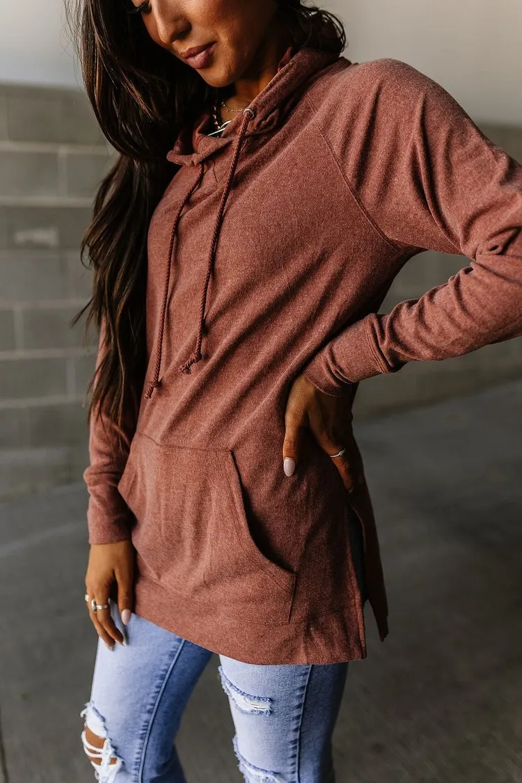 Side Slit Hoodie - Burnt Sienna